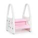 Costway Kids Step Stool Learning Helper with Armrest for Kitchen Toilet Potty Training-Pink