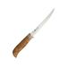 Karesuando Laxen Fixed Blade Knife 10.88in Overall 6.25in Mirror Sandvik 12C27 SS Fillet Blade Curly Birch And Reindeer Antler Handle Brown Leather