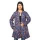 TJC Handmade Printed Reversible Quilted Long Jacket in Navy Blue - Size S