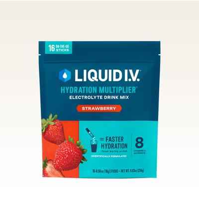 Liquid I.V.® Strawberry Powdered Hydration Multiplier® (16 pack) - Powdered Electrolyte Drink Mix Packets