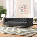 Willa Arlo™ Interiors Sickels 90" Velvet Tuxedo Arm Sofa Wood/Velvet in Gray | 30 H x 90 W x 34 D in | Wayfair 39E76938EBEB448396E107361751F554