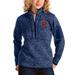 Women's Antigua Heather Navy Chicago Bears Bear Head Fortune Half-Zip Pullover Jacket