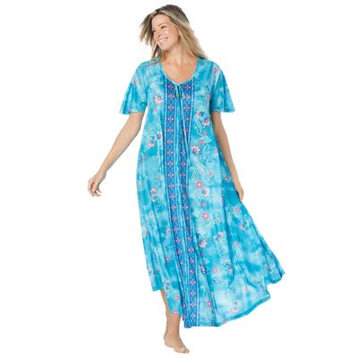 Plus Size Women's Sweeping Printed Lounger by Only Necessities in Caribbean Blue Tie Dye (Size 34/36)