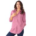 Plus Size Women's Long-Sleeve Kate Big Shirt by Roaman's in Pink Blossom (Size 20 W) Button Down Shirt Blouse