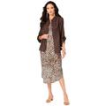 Plus Size Women's Three-Quarter Sleeve Jacket Dress Set with Button Front by Roaman's in Natural Animal Print (Size 28 W)