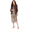 Plus Size Women's Three-Quarter Sleeve Jacket Dress Set with Button Front by Roaman's in Natural Animal Print (Size 22 W)