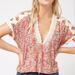 Free People Tops | Fp Easter Leilani Tea Combo Floral Lace Cottagecore Floaty Jersey Cropped Shirt | Color: Pink/Purple | Size: Various