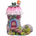 TERESA'S COLLECTIONS Boot Fairy Garden Accessories Outdoor with Solar Lights, Fairy House Garden Sculptures & Statues Resin Lawn Ornaments Garden Decor for Outside Patio Yard Porch, 8.8 Inch