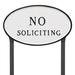 Red Barrel Studio® Large Oval No Soliciting Statement Plaque Sign w/ Lawn Stakes Metal | 10 H x 18 W x 0.25 D in | Wayfair