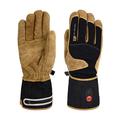 30seven® Unisex Heated Work Gloves — Durable, Reinforced Leather with Wool Lining Waterproof Gloves with Rechargeable Battery, Large (Brown/Black)