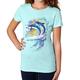 Del Sol T-Shirt für Jugendliche, Mädchen, Motiv: Delphin, Eisblau, wechselt von Blau und Weiß zu lebendigen Farben in der Sonne, 100% gekämmte, ringgesponnene Baumwolle, kurzärmelig, Größe YXS