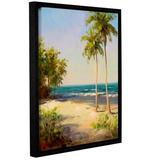 Highland Dunes Palms On The Beach II - Painting Print on Canvas in Blue/Green/Yellow | 18 H x 24 W x 2 D in | Wayfair