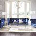 Rosdorf Park Penley 82.75" Velvet Rolled Arm Chesterfield Sofa Velvet in Blue | 30.25 H x 82.75 W x 34.5 D in | Wayfair