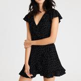 American Eagle Outfitters Dresses | Black And White Polka Dot Ruffle Dress | Color: Black/White | Size: Xs
