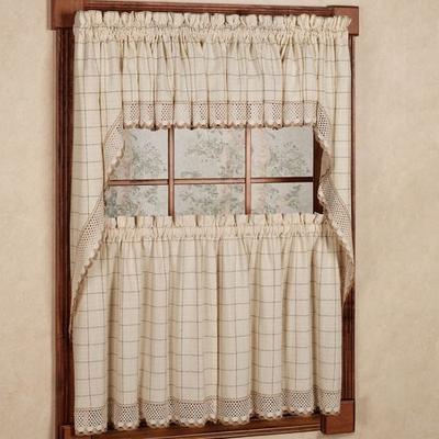 Adirondack Tier and Valance Set, 60 x 36, White/Blue