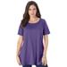 Plus Size Women's Swing Ultimate Tee with Keyhole Back by Roaman's in Midnight Violet (Size 5X) Short Sleeve T-Shirt
