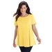 Plus Size Women's Swing Ultimate Tee with Keyhole Back by Roaman's in Lemon Mist (Size 4X) Short Sleeve T-Shirt