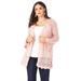 Plus Size Women's Bell-Sleeve Pointelle Cardigan by Roaman's in Soft Blush (Size 18/20) Sweater