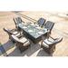 Wildon Home® Lockehaven Rectangular 6 - Person 70.8" Long Outdoor Dining Set w/ Cushions Glass/Wicker/Rattan in Brown | 27 H x 70.8 W x 39.37 D in | Wayfair