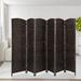 Bayou Breeze Alexandra 72" H Room Divider Weave Fiber Folding Privacy Screen Dual-hingers Divider Seperator Wood in Gray/Black/Brown | Wayfair