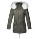 BELLIVERA Women's Twill Parka Jacket with Faux Fur Collar,Warm Winter Coat Women 9218 Greenwhite M