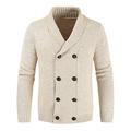 New Men's Sweater Cardigan Fashion Casual Turn Down Collar Double-Breasted Thick Windproof Warm Jumper Knitted Jacket XX-Large Off-White