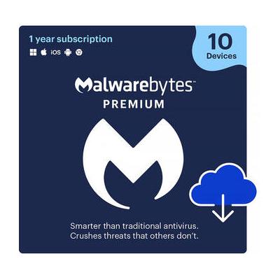 Malwarebytes Premium Cybersecurity Software (Download, 10-Device License, 1-Year) 854248005828