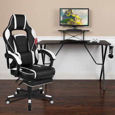 Black Gaming Desk & Chair Set - Flash Furniture BLN-X40RSG1031-WH-GG