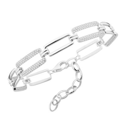 Smart Jewel - Armband rechteckige Glieder, Zirkonia Steine, Silber 925 Armbänder & Armreife 1 ct Silber Damen