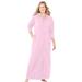 Plus Size Women's Long Hooded Fleece Sweatshirt Robe by Dreams & Co. in Pink (Size 1X)