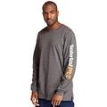 Timberland Pro Men's Base Plate Long T-Shirt with Sleeve Logo Big & Tall Work Utility, Dark Charcoal Heather, 3XL