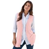 Plus Size Women's Fine Gauge Drop Needle Sweater Vest by Roaman's in Soft Blush (Size 3X)