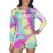 Women's Concepts Sport Los Angeles Chargers Velodrome Tie-Dye Long Sleeve Top & Shorts Set