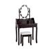 Costway Makeup Dressing Table with Touch Switch Lighted Mirror and Cushioned Stool-Brown