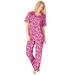 Plus Size Women's Floral Henley PJ Set by Dreams & Co. in Strawberry Roses (Size 4X) Pajamas