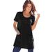 Plus Size Women's Two-Pocket Soft Knit Tunic by Roaman's in Black (Size 3X) Long T-Shirt