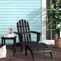 Three Posts™ Hartington 16 Piece Plastic/Resin Adirondack Chair w/ Ottoman & Table Wood in Black/Brown | 35 H x 29 W x 36 D in | Wayfair