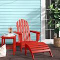 Three Posts™ Hartington 16 Piece Plastic/Resin Adirondack Chair w/ Ottoman & Table Wood in Red/Brown | 35 H x 29 W x 36 D in | Wayfair