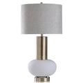 Everly Quinn 36.5" Gold/White Table Lamp Glass/Metal/Crystal in White/Yellow | 36.5 H x 20 W x 20 D in | Wayfair 01EE20A49F114E4CA8474BAAF323ACA5