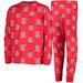 Youth Red LA Clippers Allover Print Long Sleeve T-Shirt and Pants Sleep Set