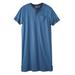 Men's Big & Tall Short-Sleeve Henley Nightshirt by KingSize in Heather Soft Blue (Size 5XL/6XL) Pajamas