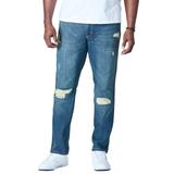 Men's Big & Tall Liberty Blues™ Athletic Fit Side Elastic 5-Pocket Jeans by Liberty Blues in Distressed (Size 62 38)