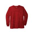 Men's Big & Tall Shrink-Less™ Lightweight Long-Sleeve Crewneck Pocket T-Shirt by KingSize in Red Marl (Size XL)