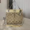 Coach Bags | Coach Madison Op Art Signature "C" Tan Hobo Bag | Color: Tan | Size: Os