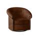 Barrel Chair - Bradington-Young Stellan 88.9Cm Wide Swivel Barrel Chair Leather/Genuine Leather in Black/Brown | 32 H x 35 W x 35 D in | Wayfair