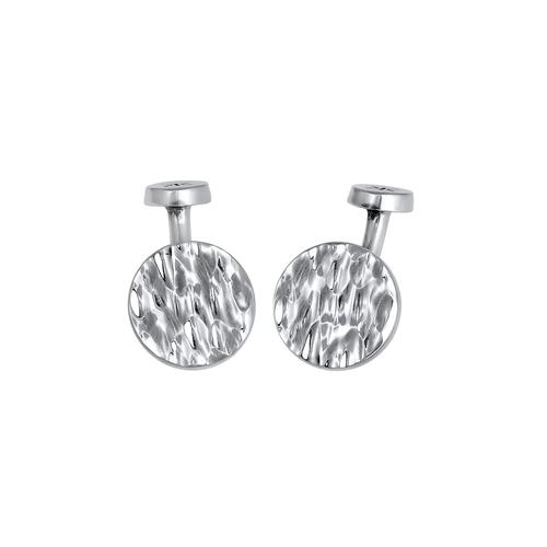 KUZZOI – KUZZOI Manschettenknopf Plättchen Rund Gehämmert Struktur 925 Silber Herrenschmuck Herren