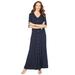 Plus Size Women's Button Front Maxi Dress by Roaman's in Navy Melange (Size 22/24)