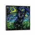 East Urban Home Black Cat Night #3 by Aja Trier - Painting Print Canvas, Wood in Black/Blue/Green | 26 H x 26 W x 1.5 D in | Wayfair