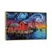 East Urban Home Motif I Night by Aja Trier - Painting Print Canvas/Metal in Blue/Brown/Red | 26 H x 40 W x 1.5 D in | Wayfair