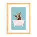 East Urban Home Playful Highland Cow in Bathtub by Big Nose Work - Graphic Art Print Paper, Wood in Blue/Brown/Pink | 24 H x 16 W x 1 D in | Wayfair